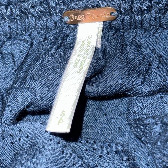 Free People Navy Blue Free Spirit Off Shoulder Bell Sleeve Boho Oversized Crop - Picture 7 of 11